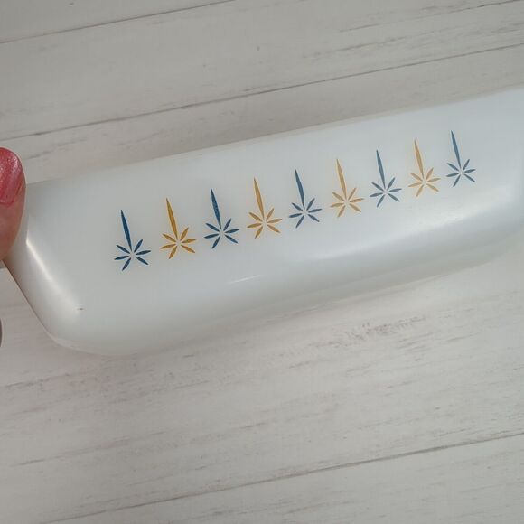 Vintage Fire King Candle Glow Starburst 1 qt Casserole Baking Serving Dish - Picture 10 of 14
